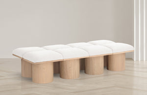 Pavilion Cream Boucle Fabric Bench 465Cream-8C Meridian Furniture