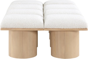 Pavilion Cream Boucle Fabric Bench 465Cream-8C Meridian Furniture
