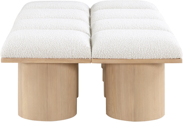 Pavilion Cream Boucle Fabric Bench 465Cream-8C Meridian Furniture