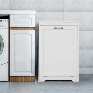 English Elm Trash Cabinet with Adjustable Tilt, White MDF 13-Gallon Hidden Garbage Bin Holder for Home (30.7"H) W2181P357598