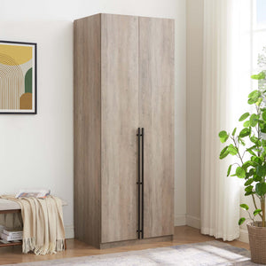 English Elm Lee 32" Rustic Gray Wardrobe Closet – Stylish, Space-Saving Storage With Soft-Close Hinges & Easy Assembly B365S00134