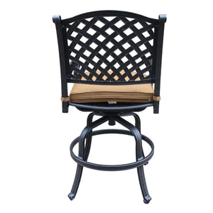 English Elm Cast Aluminum Counter Stool Set Of 2 With Swivel Seats, Weather-Resistant Cushions & Lattice Design B010P278345