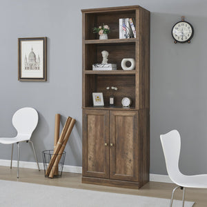 English Elm 1 Doors Bookshelf with USB Port and 3 Open Shelves — Space-Saving Storage Cabinet, Sturdy MDF Design Brown 50.59 L x 21.06 W x 10.63 H WF531476AAD