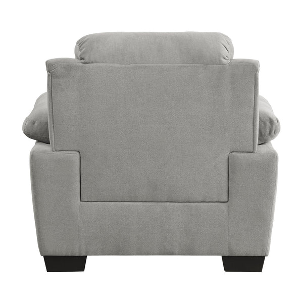 English Elm Plush Gray Textured Channel Tufted Accent Chair with Pillow Arms & Solid Wood Frame for Living Room B011P214023