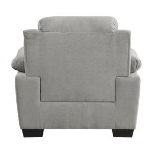 English Elm Modern Channel Tufted 3 Piece Living Room Set Pocket Coil Textured Fabric Sofa Suite Gray B011S01166