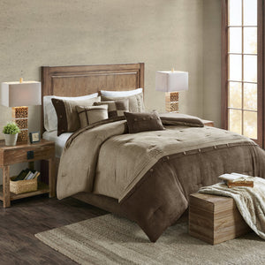 English Elm 7 Piece Faux Suede Comforter Set - Lodge-Inspired King Bed Ensemble With Decorative Pillows & Shams B03597292