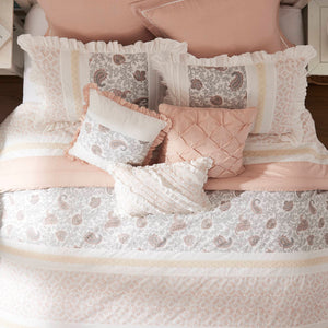 English Elm 9 Piece Cotton Percale Comforter Set In Blush - Chic Paisley Design, Oeko-Tex Certified For Comfort! B03597159