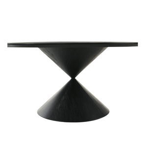 English Elm 59" Round Pedestal Dining Table with Hourglass Base, Ebony Black — Elegant 6-Seat Centerpiece for Modern Gatherings B016S00040