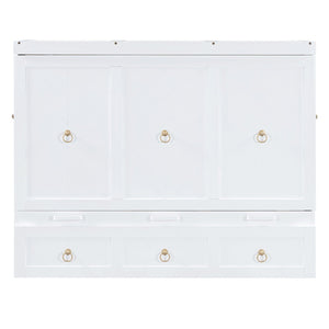 English Elm Queen Murphy Wall Bed with Pull Out Storage Drawer and Built in Usb Charging White LP000428AAK