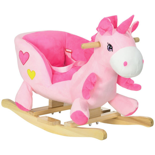 English Elm Qaba Plush Rocking Horse Toy with Galloping Sounds Sturdy Metal Frame for Toddlers W2225P217694
