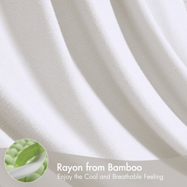 JLA Home Madison Park - Rayon Bamboo Cotton Blanket with Diamond Jacquard Weave — Breathable, Silky Soft & Gift-Ready Luxury White AM51-0512