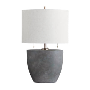 Crestview Collection 31" H Ceramic Table Lamp With Elegant Dark Grey Finish, Gold Accents, And Dual Pulls For Easy Control   Cvazp125