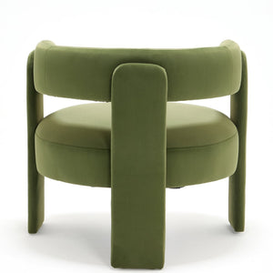 English Elm Accent Chair Velvet Upholstered Mid Century Modern Seat with Tapered Wood Legs for Any Room Green W3244P417183