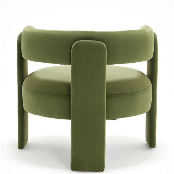 English Elm Accent Chair Velvet Upholstered Mid Century Modern Seat with Tapered Wood Legs for Any Room Green W3244P417183