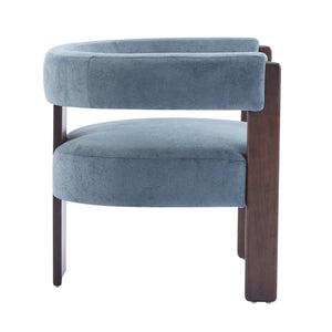 English Elm Christopher Knight Home® - Modern Velvet Upholstered Accent Arm chair with Barrel Back Design, Luxurious Velvet Comfort & Curved Legs Blue 29.5 L x 25.5 W x 14.5 H N776P205886C