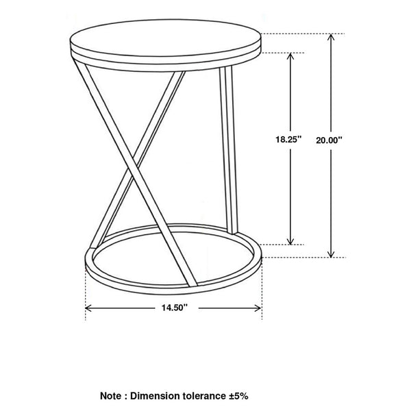 English Elm Balboa Honed Marble Round Side Table with Geometric Antique Gold Iron Base B062P447809