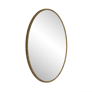 English Elm Iron Oval Retro Mirror with Antique Iron Frame, Elegant Wall Hanging for Bathroom Bedroom Living Room Gold W757P251824