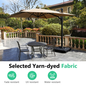English Elm 10 Ft Square Cantilever Patio Umbrella Upf 50 Offset Canopy with 360 Rotation Khaki B082P454952