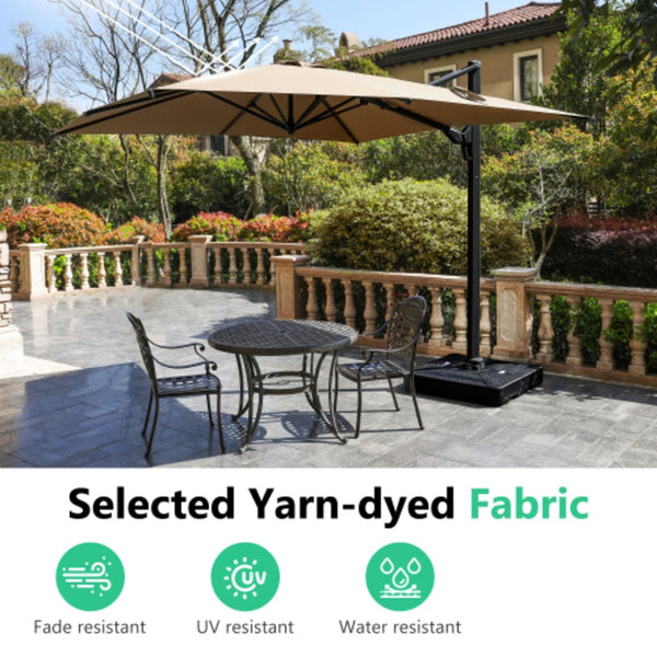 English Elm 10 Ft Square Cantilever Patio Umbrella Upf 50 Offset Canopy with 360 Rotation Khaki B082P454952
