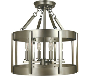 Framburg 4-light Minimalist Drum Chandelier In Mixed Metal Finishes – Handcrafted Elegance For Any Space Satin Pewter With Polished Nickel Metal 4662 Sp/Pn