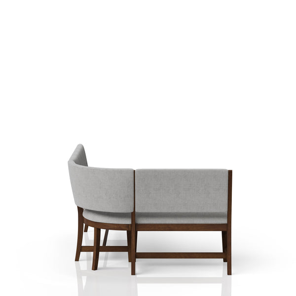 English Elm Cherry Curved Dining Set with Bench & 2 Side Chairs, Solid Wood/MDF, Off White Accents, 5-PC Cozy B2699S00070