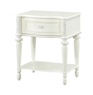 English Elm Ivory 1-Drawer Nightstand with Bottom Shelf for Books & Decor, Smooth-Glide Drawer, Compact Chic B062P215402