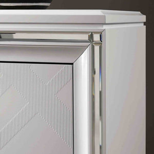 English Elm Contemporary Art Deco Nightstand with Hidden Jewelry Drawer Usb Port Acrylic Legs White B2741P436971