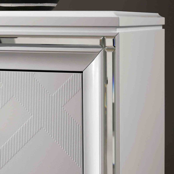 English Elm Contemporary Art Deco Nightstand with Hidden Jewelry Drawer Usb Port Acrylic Legs White B2741P436971