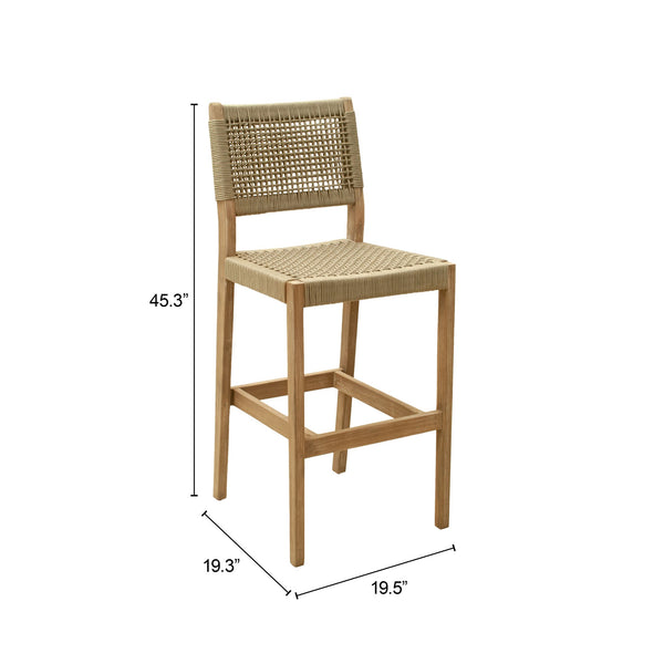 Zuo Modern Corde Barstool In Natural - Stylish 100% Olefin Fabric & Acacia Wood For Modern Spaces & Decor Beige Solid Acacia Wood,100% Polyethylene 704102-zuo-modern