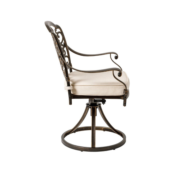 English Elm Maxwell Outdoor Cast Aluminum Swivel Chairs Weather Resistant Patio Set of Two N776P415132B