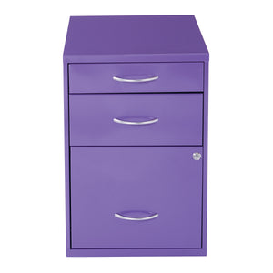 OSP Home Furnishings 22" Pencil, Box, File Cabinet Purple