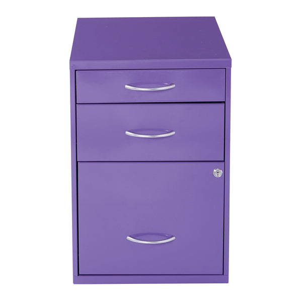OSP Home Furnishings 22" Pencil, Box, File Cabinet Purple