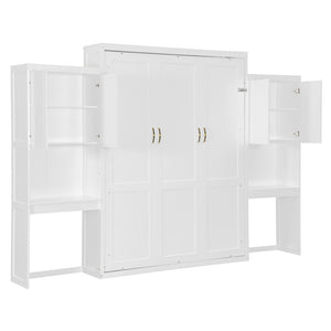 English Elm Queen Size Murphy Bed With Integrated Desk, Vanity & Storage Cabinets For Versatile Living Spaces N820S10057K-GIGA