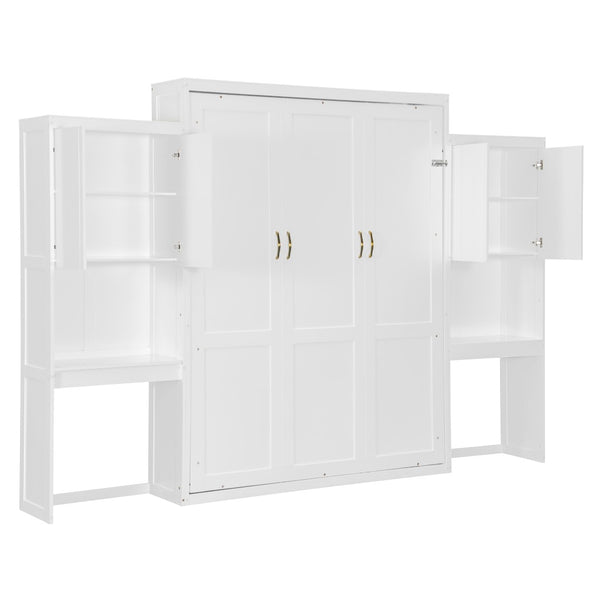 English Elm Queen Size Murphy Bed With Integrated Desk, Vanity & Storage Cabinets For Versatile Living Spaces N820S10057K-GIGA