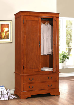 English Elm Elegant Oak Armoire 78"H x 40"W x 24"D - Rich Oak Finish, Classic Design, Spacious No-Assembly Storage B078S00033