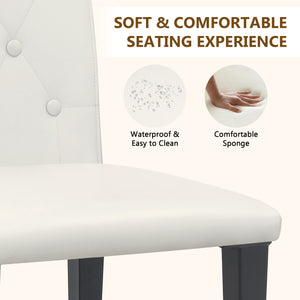 English Elm 4-pack PU dining chairs with ergonomic buckle backrest, high-density sponge seat, gold metal legs elegant luxury White+Black W1151P295718