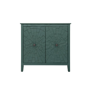 English Elm Geometric Diamond Embossed Sideboard Cabinet Matte Vintage Mdf Entryway Storage Green W688P364740