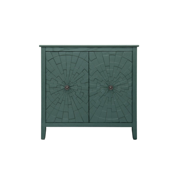 English Elm Geometric Diamond Embossed Sideboard Cabinet Matte Vintage Mdf Entryway Storage Green W688P364740