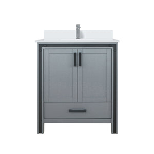 English Elm Dark Grey Bath Vanity With White Quartz Top & Faucet Set - Modern Design For Compact Spaces B2731P260591