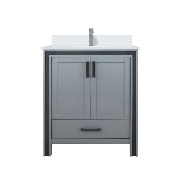 English Elm Dark Grey Bath Vanity With White Quartz Top & Faucet Set - Modern Design For Compact Spaces B2731P260591