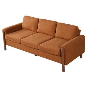 English Elm Christopher Knight Home® - 83.86" 3-Seater Sofa in Teddy Velvet with Curved Armrests & Solid Wood Legs, Plush Durable Comfort Orange N765P331021Y