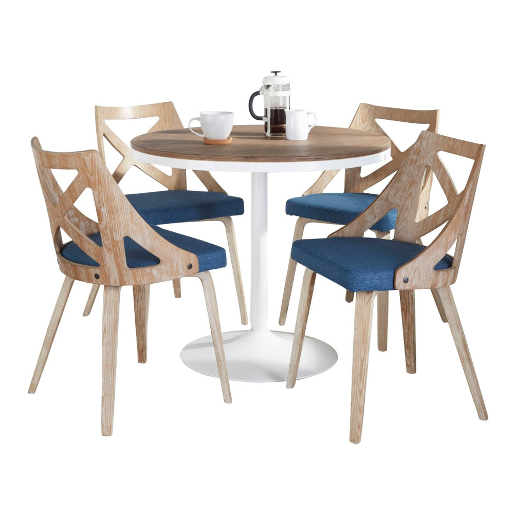 English Elm Contemporary 5 Piece Square Bamboo Dining Set with Steel Base and Grey Cushioned Chairs B202S01495