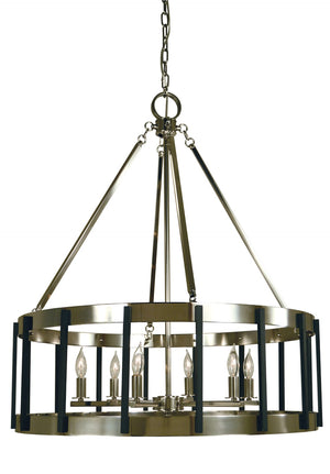 Framburg 6-light Minimalist Drum Pendant - Handcrafted Mixed Metal Chandelier For Elegant Home Lighting Polished Nickel With Matte Black Metal 4668 Pn/Mblack