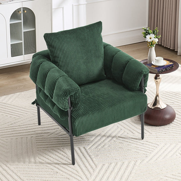 English Elm TS Modern decorative chair with plush teddy fleece upholstery and gold metal legs for luxe comfort and style Dark Green W2311P308067