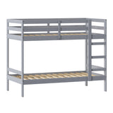 Simple Solid Wood Twin Over Twin Bunk Bed Grey SOPB3HGY Walker Edison