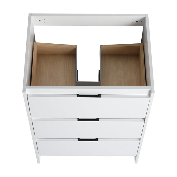 English Elm 72" Freestanding Bathroom Vanity With Resin Sink & Side Cabinet - Modern Glossy White Design, Ample Storage Options W999S00437