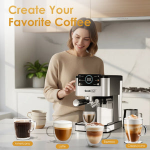 English Elm Geek Chef 20 Bar Espresso Maker with Auto Frother and Led Touchscreen for Home W1002P427607