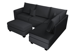English Elm Modern Corduroy 3 Piece Sectional with Usb Charging Port and Storage Ottoman B011S02185