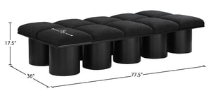 Pavilion Black Boucle Fabric Bench 466Black-10D Meridian Furniture