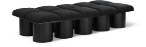 Pavilion Black Boucle Fabric Bench 466Black-10D Meridian Furniture